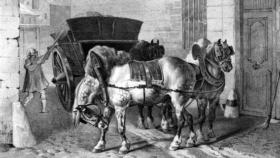 Lithographie von Gottfried Engelmann (1788-1839) nach Théodore Géricaults (1791-1824) "Les boueux" (Die Müllmänner) © picture alliance / akg-images Foto: akg-images